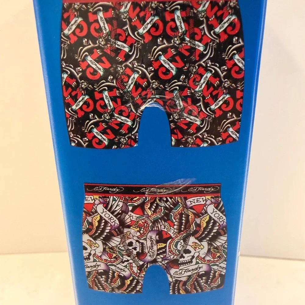 Ed Hardy Performance Boxer Briefs 4 Pack (SM 28-30) Stretch Skulls Sharks Comfy